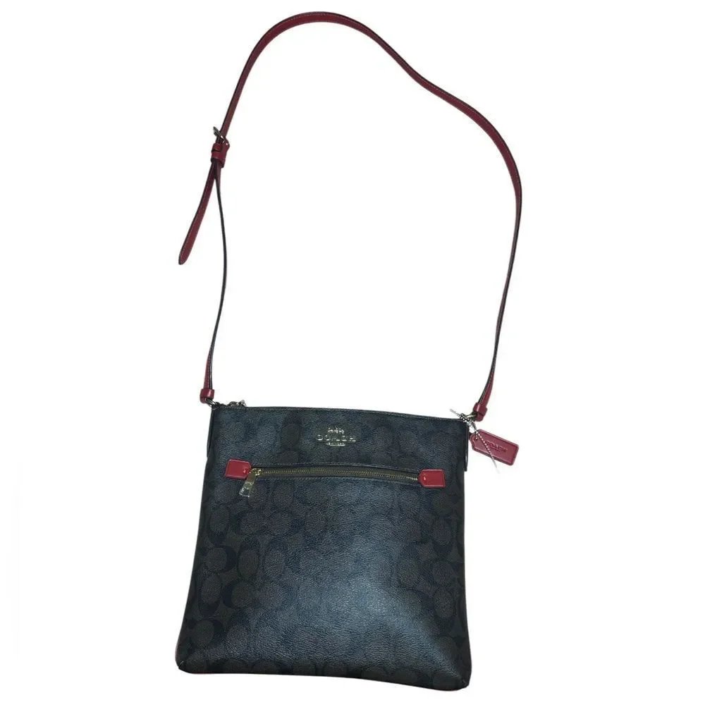 Coach Signature Rowan Brown and Red‎ Crossbody